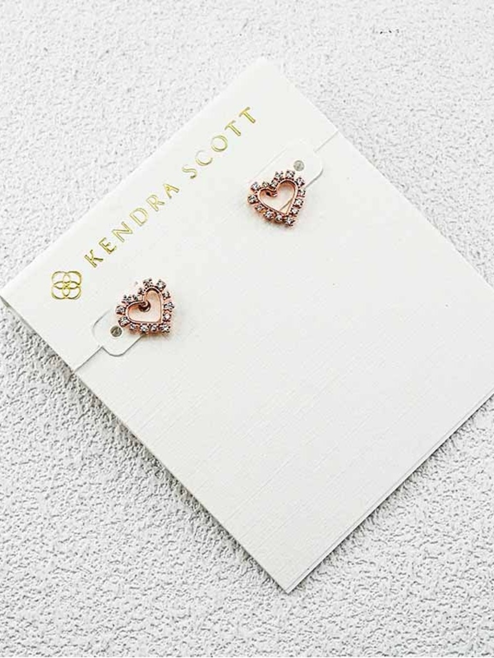 Kendra Scott Rose Gold Heart Crystal Stud Earrings